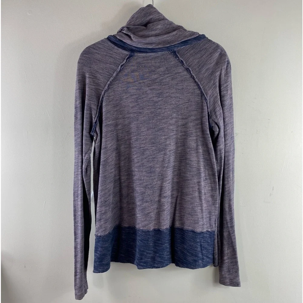 Free People Beach 2-Tone Purple‎ Heather Cowl Neck Slouchy Top One Size